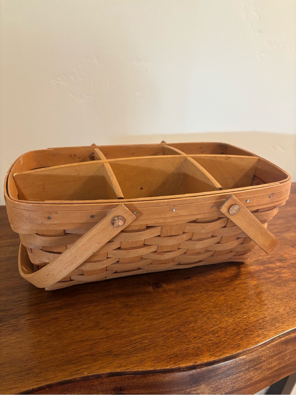 1995 Longaberger Storage Solutions Basket w/ WoodCrafts 6-Way Wood Divider